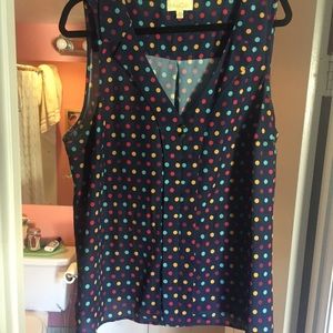 Sleeveless Polka Dot Blouse